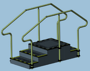Exercise stairs for use during rehabilitation or physiotherapy clinics or hospital departments.