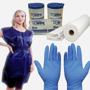 Disposable examination gloves,Nitrile gloves, Disposable patient gowns, paper Bed sheets rolls and non-woven beds sheets, disposable pillow cases. 