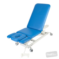 Healthtec Lynx 5 section with it's manually adjustable backrest for positioning patients more comfortably