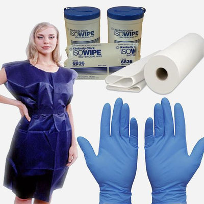 InterAktiv Health supplies products and clinical supplies including, nitrile gloves, latex free gloves, disposable patient gowns, disposable paper bed sheets, cello head pads, Halyard paper rolls, alcohol swabs, 