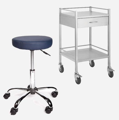 Medical trolleys with wheels and gas lift stools