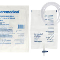 Baremedical urine drain bag in sterile packaging 