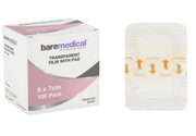 BareMedical Transparent Film Dressing with Pad 5x7cm Sterile-Box 100