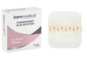BareMedical Transparent Film Dressing with Pad 9 x 10cm Sterile-Box 25