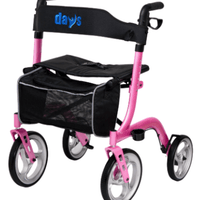 DAYS Superlight Deluxe 4 Wheel Rollator Walker-Pink