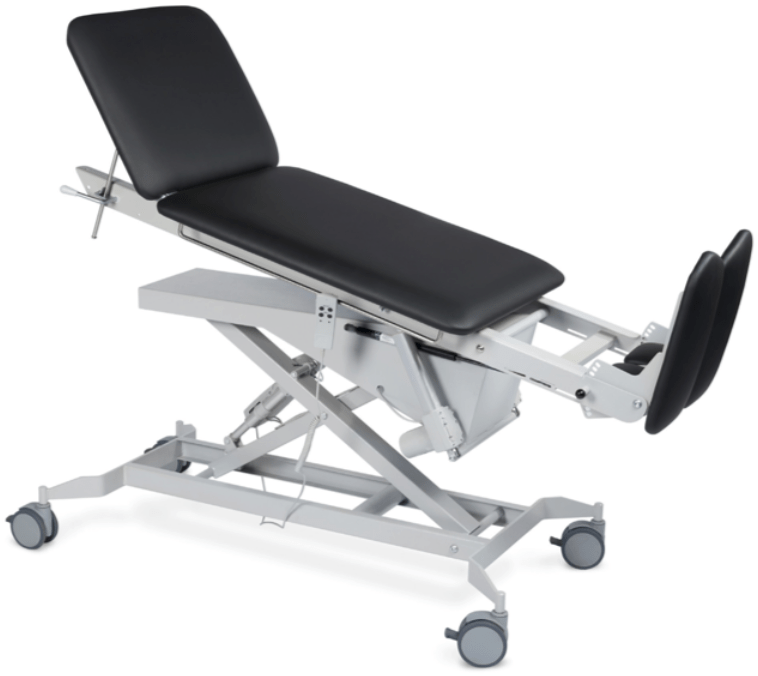 Tilt Table with Adjustable Height, Adjustable back rest and two piece foot plate