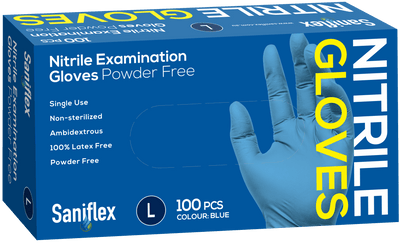 Saniflex Nitrile Gloves - Powder Free - Blue, Carton 1000 Gloves