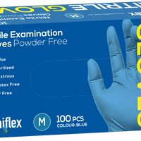 Saniflex Nitrile Gloves - Powder Free - Blue, 100 Pack (Carton of 10 boxes)