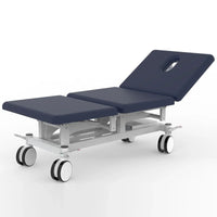 Pacific Three section 80cm wide bariatric treatment table with electric backrest and leg rest.