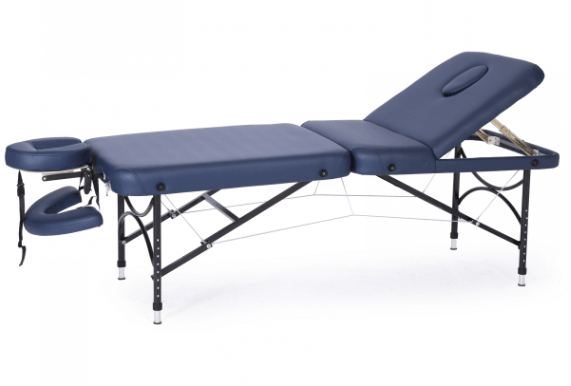 Pacific Medical Portable Massage Table with backrest , height adjustable and face crest in Navy Blue