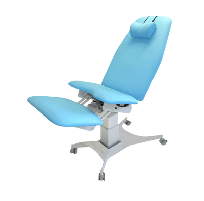 Healthtec Pinnacle Gynae Couch with elecrtic adjustable foot pads