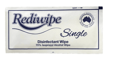 Individually packed Rediwipe Isopropyl disinfectant wipes