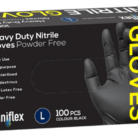 Saniflex Heavy Duty Black Nitrile Gloves-Large