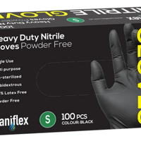 Saniflex Heavy Duty Black Nitrile Gloves-small