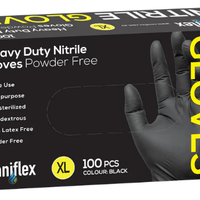 Saniflex Heavy Duty Black Nitrile Gloves-Xlarge