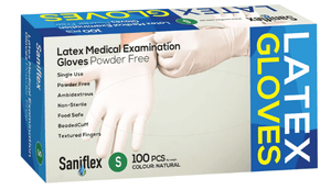 Saniflex Latex Powder Free Gloves- small size box of 100