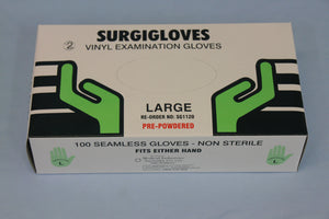 Surgiglove Pre-powdered Vinyl examination gloves, large size