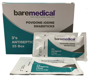 BAREMedical Povidone Iodine Swabsticks, 1% - InterAktiv Health
