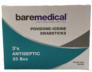 BAREMedical Povidone Iodine Swabsticks, 1% - InterAktiv Health