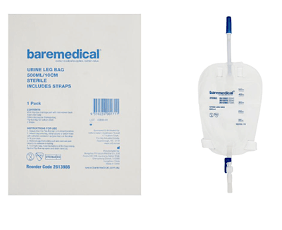 Baremedical urine leg bag with sterile packaging 