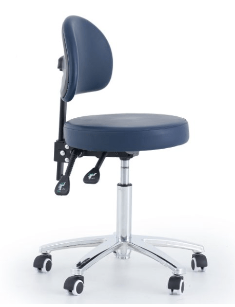 Pacific Round Top Gas Lift Stool with Back Rest - InterAktiv Health