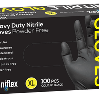 Saniflex Heavy Duty Nitrile Black Gloves - Powder Free -Box 100 Gloves - InterAktiv Health