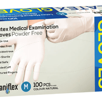 Saniflex Latex Powder Free Gloves, Clear - Box(100 Gloves) - InterAktiv Health