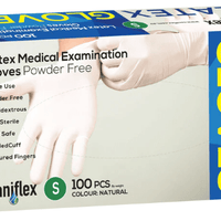 Saniflex Latex Powder Free Gloves, Clear - Box(100 Gloves) - InterAktiv Health