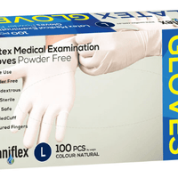 Saniflex Latex Powder Free Gloves, Clear - Box(100 Gloves) - InterAktiv Health