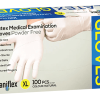 Saniflex Latex Powder Free Gloves, Clear - Box(100 Gloves) - InterAktiv Health