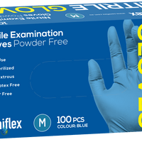 Saniflex Nitrile Gloves - Powder Free - Blue, Box 100 Gloves - InterAktiv Health