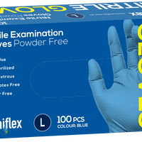 Saniflex Nitrile Gloves - Powder Free - Blue, Box 100 Gloves - InterAktiv Health