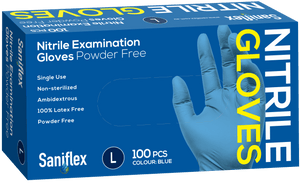 Saniflex Nitrile Gloves - Powder Free - Blue, Carton 1000 Gloves - InterAktiv Health