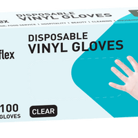 Saniflex Powder Free Vinyl Gloves, Clear - Box(100 Gloves) - InterAktiv Health