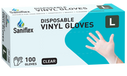 Saniflex Powder Free Vinyl Gloves, Clear - Carton 10 Boxes(1000 Gloves) - InterAktiv Health