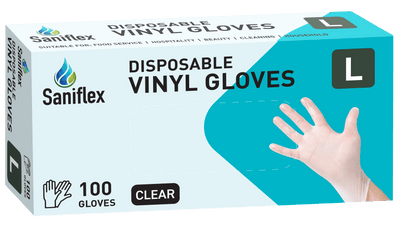 Saniflex Powder Free Vinyl Gloves, Clear - Carton 10 Boxes(1000 Gloves) - InterAktiv Health