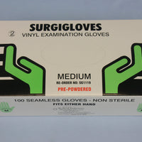 Surgiglove Pre-Powdered Vinyl Disposable Gloves-Box 100 - InterAktiv Health