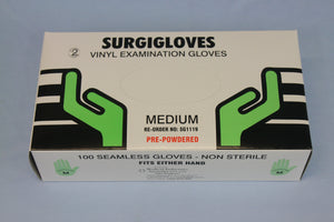 Surgiglove Pre-Powdered Vinyl Disposable Gloves-Box 100 - InterAktiv Health