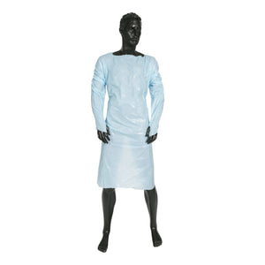 Isolation gown with thumb hook sleeves 