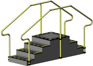 Exercise Stairs with 4 steps up and 4 steps down and stainless steel hand rails