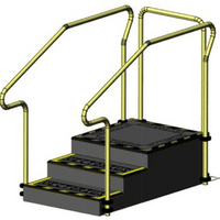 Exercise stairs with 3 steps platform and stainless steel hand rails