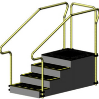 Exercise Stairs with 4 steps up platform and stainless steel hand rails
