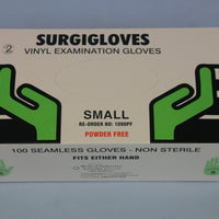 Surgiglove vinyl powder free examination gloves small size 