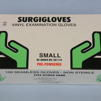 Surgiglove Pre-powdered Vinyl examination gloves, Small size