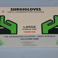 Surgiglove vinyl powder free examination gloves large size 