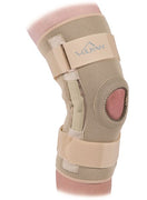 Knee brace with stabilising hinges and patella support