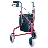 DAYS Ergonomic Compact 3 Wheeled Folding Walker- RED - InterAktiv Health