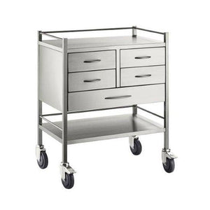 Stainless Steel 5 Drawer Trolley - InterAktiv Health