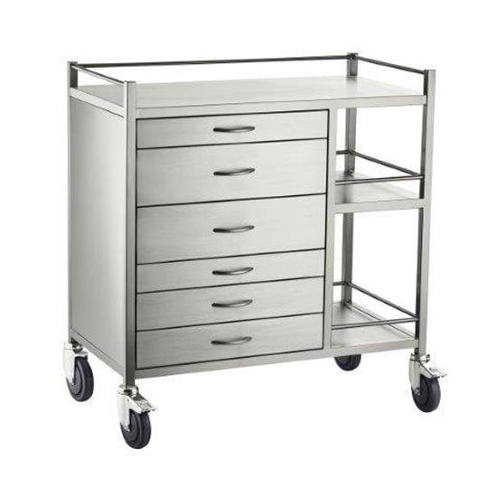 Stainless Steel Anaesthesia 6 Drawer Trolley - InterAktiv Health