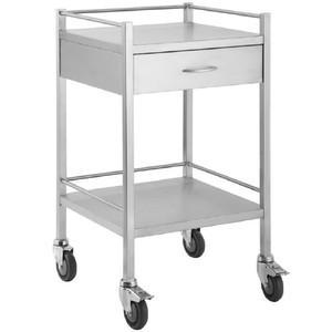 Stainless Steel Trolley 50cm Wide with 1 Drawer and Rail - InterAktiv Health